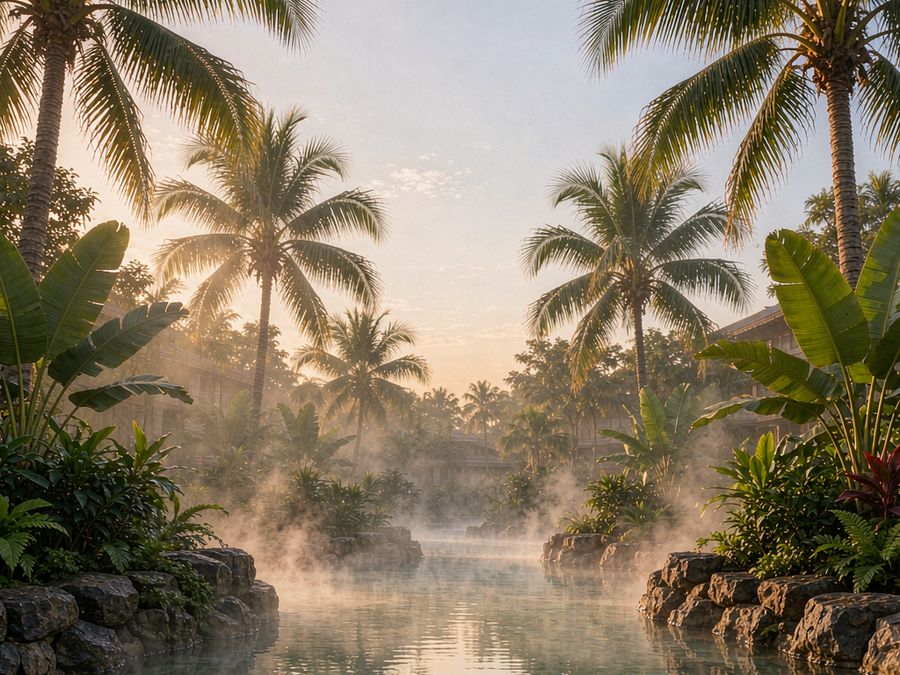 海南陵水露天温泉汤池
